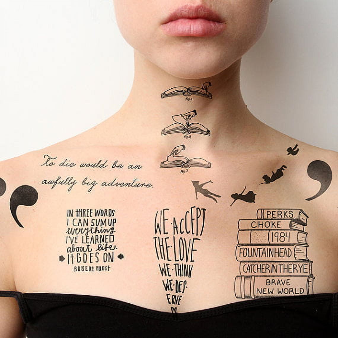 Tattify Literature Temporary Tattoos - Bookworm (Set of 10) - Walmart.com